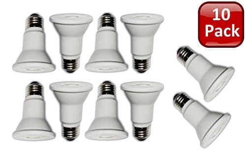 Cost Less Lighting 10 Pack PAR20 LED Bulb, 6W, CRI 80+, Wide Flood Light Bulb, 25° Beam Angle, Medium Base (E26), ENERGY STAR &amp; UL (3000K Warm White)