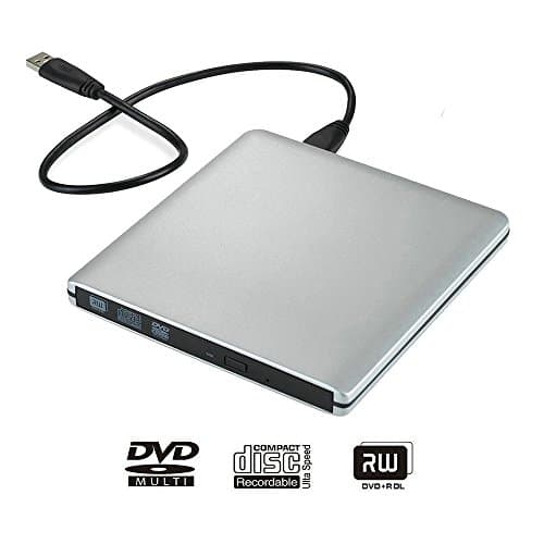 Ultra Slim USB 3.0 External DVD Drive external DVD Drive Optical Drive CD+/-RW DVD +/-RW Superdrive ，compatible with Windows, XP laptop, desktop and netbook (Silver)