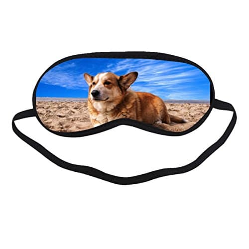 Coolstuffs Welsh Corgi Lying on the Sand Under White Cloud Blue Sky Funny Sleeping Mask Single Strap Super Soft Sleeping Eye Cover Comfortable Customized
