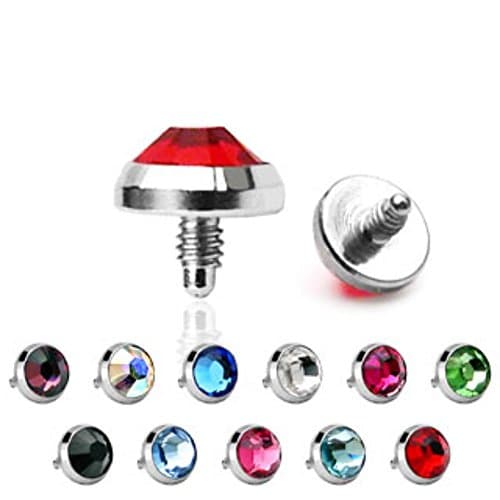 Freedom Fashion Gem Flat Dome for Internally Threaded Dermal Anchor 316L Surgical Steel (Sold by Piece)