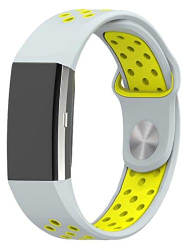 Maaax 2 Colors Splice,Special edition Replacement bands for Fitbit Charge2,Large Small 11 different colors,Soft Silicone,Fitbit Charge 2 Wristband yellow grey