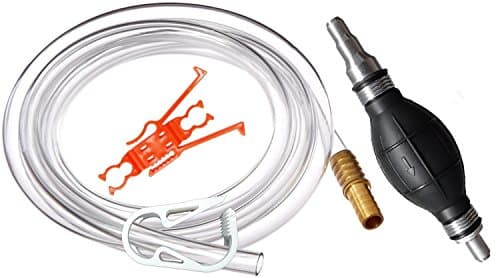 Plumber's Siphon Pro 9' - Universal Gas, Oil, Water - 1 Gl. Per Min. - W/ 9' of Hose &amp; Custom Tip Fits Any Hose - Flow-Stop Clip, Hose hold Clip, Brass Weight / Hose Extender to Sink Hose