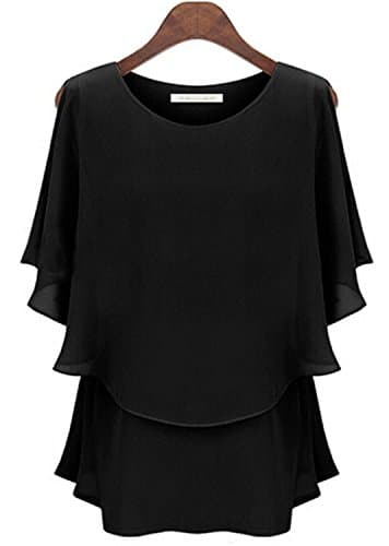 Owind Plus Size Ruffled Sleeve Waisted Chiffon Blouse