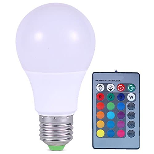 Docopoo E26 Led Light RGB Bulb Energy Saving Lamp 5W 16 Multi Colors Changing with IR Remote Controller Included