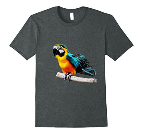 Mens Macaw Parrot On Perch Graphic Design Tee XL Dark Heather