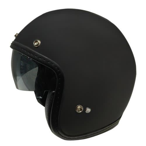 Zoan 3/4 Retro Matte Black Open Face DOT Motorcycle Helmet w/ Sun Visor Medium