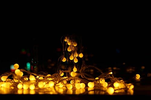 34ft Outdoor Globe String Lights LED Warm White Fairy Twinkle Lights &amp; USB Powered &amp;Transparent String Cable