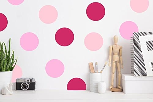 Polka Dot Wall Decals PINK Multicolor(220 2 inch Decals) Easy Peel and Stick Matte Finish Removable Decals Safe on Painted Walls