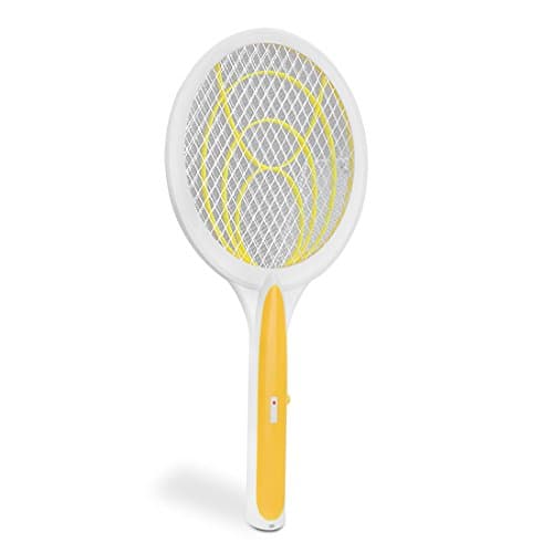 Handheld Best Electric Bug Fly Zapper Racket Mosquito Swatter Racket Tennis Unique 3 Layer Safety Mesh for Summer Indoor and Outdoor, Large Zap Pest and Insect Control Heavy Duty (yellow)