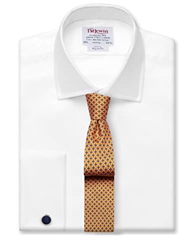 TM Lewin Plain Luxury Regular Fit Twill Shirt, White, Size: 16" Long