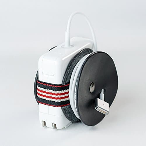 PowerPlay leather cable organizer for 85W & 60W MacBook power adapter (Black/Ivy)