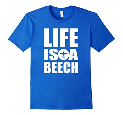 Mens Aviation Pilot T-Shirt - Life Is A Beech Small Royal Blue