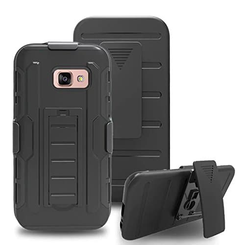 Samsung Galaxy A5 2017 Heavy Duty Case Black, TOUGH GUARDIAN Shockproof Hybrid Heavy Duty Dual Layer Rugged Armor Case Kickstand Cover Hybrid Hard Shell Cover with Belt Clip