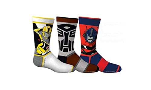Transformers Boys Optimus Prime 3-Pack Crew Socks (Shoe Size 3-6)