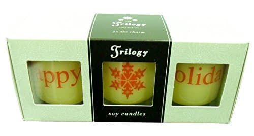 Best Fun Christmas Tea Light Soy Candle Jars Special Great Hostess Mother in Law Nurse Teacher Thank You Appreication Cute Top Christmas Clearance Gift Idea Under $15 (Happy Holidays 2 PK)