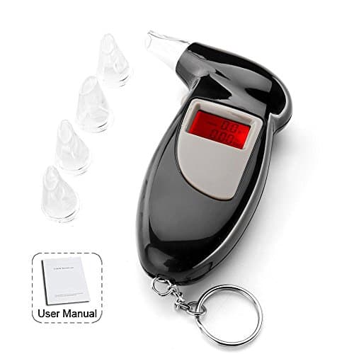 Digital Alcohol Breath Tester LCD Display Breathalyzer Analyzer Test Keychain with Replacement Mouthpiece Personal Use