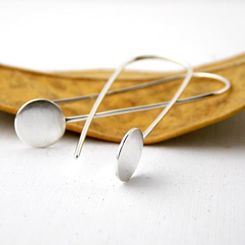 Small Sterling Silver Disc Earrings: pendulum earrings, silver earrings, simple earrings, dainty earrins, sterling earrings, dangle earrings