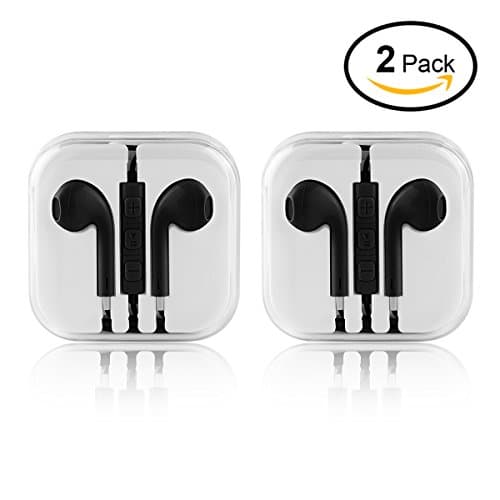 Apple Earbuds,Iphone Earphone, zeakko In Ear Earbuds with Mic and Remote Control Headphones for Iphone 6 6s SE Sammung S7 S6 Note, 2 Pack Black