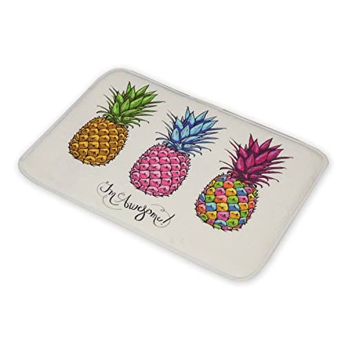 Tropical Fruit Flannel Floor Mat Color Pineapple Rectangle Alfombras Indoor/outdoor Doormats Stair Mats Non-slip Carpets For Living Room Rugs Kids Bedroom Bath Mats
