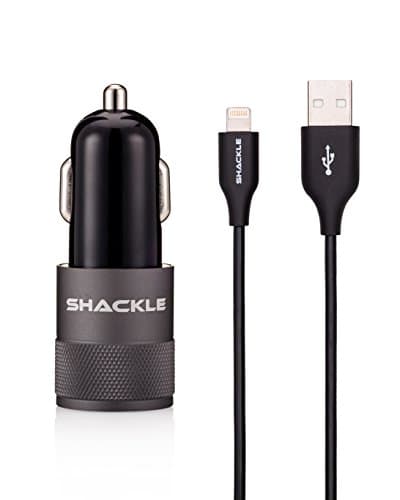 iPhone 7 Car Charger, Shackle 4.8A Lightning Car Charger with 3.3ft Apple MFi Certified Lightning Cable for for iPhone 7/6S/6S Plus,6,5S,iPad - Black