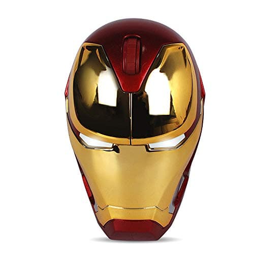 CJJ Mouse, Marvel Iron Man Mask Wireless Mouse, Cartoon Hero Mouse, Wireless Stable Transmission Optoelectronic Wireless Office,Gold