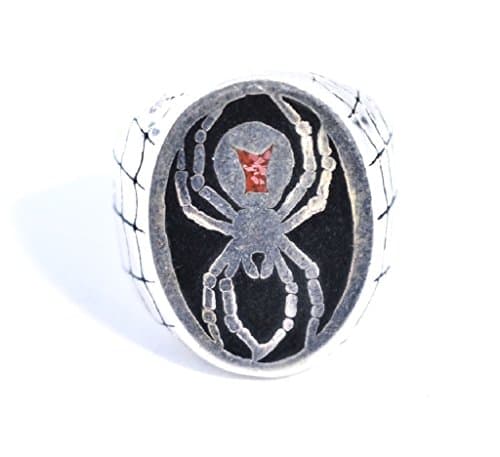 Black Inlay Southwestern Black Widow Spider Men's Ring