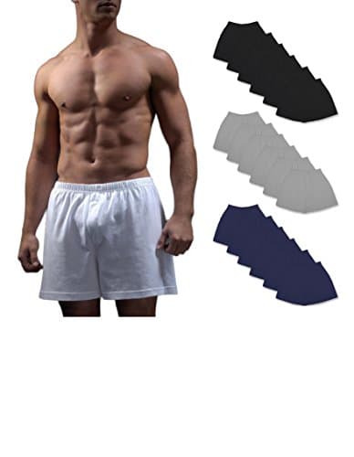 Classic Men's Classics Full Cut Cotton Boxer Shorts (Large 36-38, 18 Pack Bonus - Black Gray Navy 6 of each)