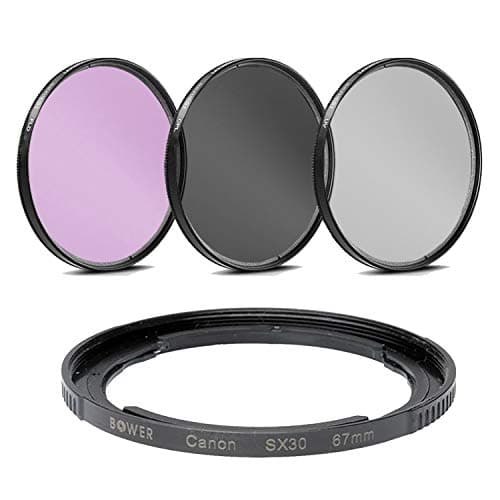 67mm Multi-Coated 3 Piece Filter Kit (UV-CPL-FLD) for Canon SX70 HS, SX1 is, SX10 is, SX20 is, SX30 is, SX40 HS Digital Cameras - Includes FA-DC67A Replacement Ring Adapter