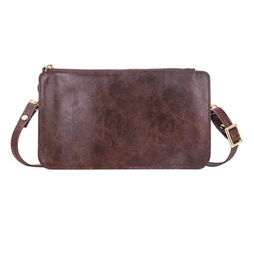 Bosam Small Wallet Bag Cellphone Iphone 8 Crossbody Case Handbag with Touch Screen Window (Brown)