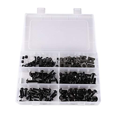 Motorcycle Fairing Bolt Kit Screws Fasteners Mounting Kits Washers Nuts Screws Clips Assortment fitsfor GSXR600 GSXR750 1000 GSX1300R SV650 (Black)