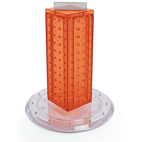 Azar 700221-ORG Pegboard 4-Sided Revolving Counter Display, Orange Translucent Color