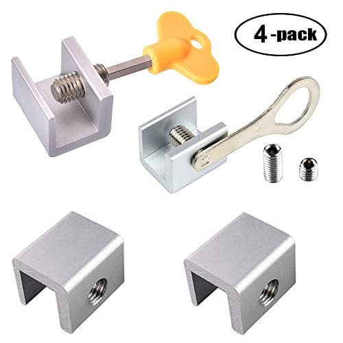 WOOCH Sliding Window Locks Stop Aluminum Alloy Door Frame Security Lock with Keys (4 Pack)