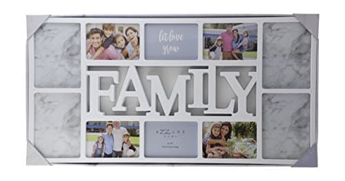Decorative Family 10 Opening Collage Frame, 14.5 X 28.5-inch - Four 5 X 7-inch and Six 4 X 6-inch (White/Gold)