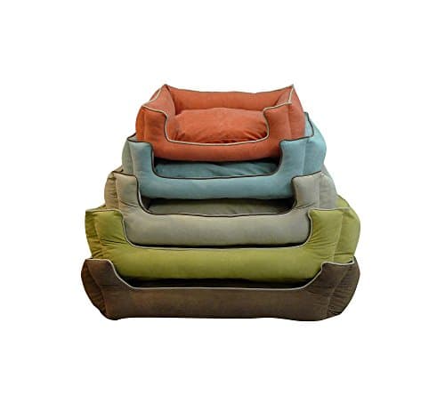 Carolina Pet Microfiber Kuddle Lounge Low Profile Bed for Pets, Large, Spa Blue/Chocolate