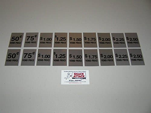 SODA Vending Machine (18) Vend Price Decal Variety Pack - 2 ea. of .50 - $2.50