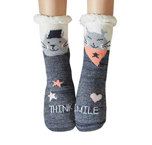 Women's Super Soft Warm Fleece Lined Slipper Socks Snowflake Knee High Winter Home Socks