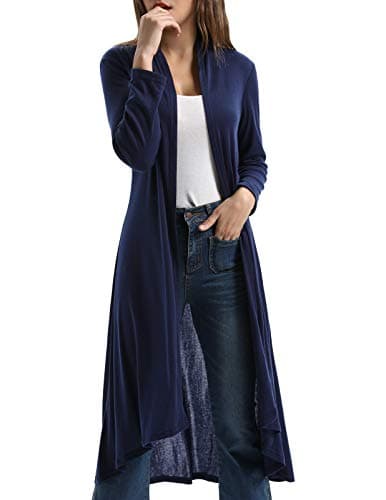 Women's Long Open Front Drape Lightweight Maxi Long Sleeve Duster Cardigan
