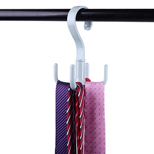 Cinlv 1pc Wardrobe Supreme 4 Hooks Scarf Belt Tie Hat Organizer Hanger Holder Light Blue