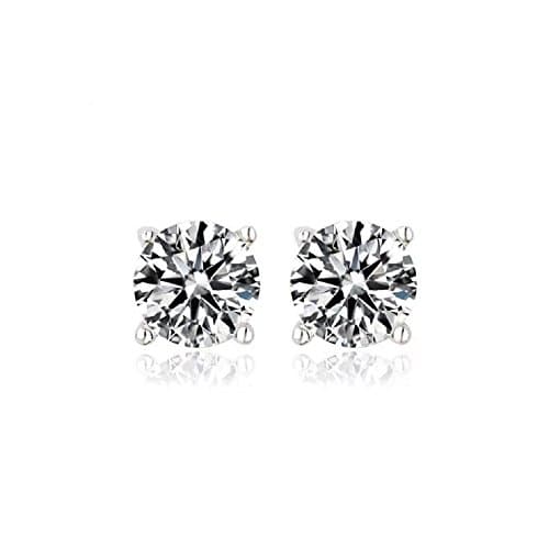 1 Pairs Sterling Silver Earrings Studs with Round Cut Cubic Zirconia Diamond Rhinestone Womens Jewelry (MIXA)