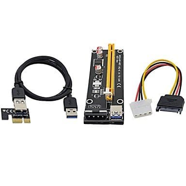 Adapter and cables, PCI Express Riser Card 1x to 16x USB3.0 Cable 60cm PCI-E Extender Sata To 4pin Molex Power for Btc Miner Machine