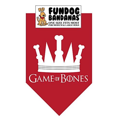 BANDANA - Game of Bones (One Size Fits Most for Medium to Large Dogs, Burgundy)