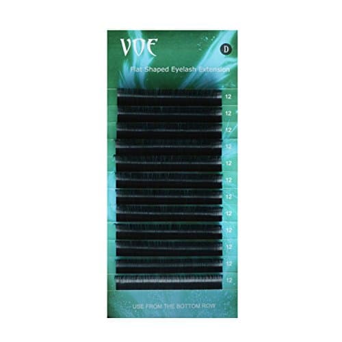 Individual Flat Shaped Silk Eyelash Extensions Semi Permanent Makeup (12mm, 0.10D)