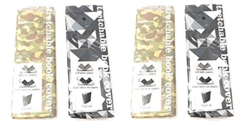 Camo Book Covers for School Textbooks 4 pack, Standard Stretchable Cloth Protector Covers