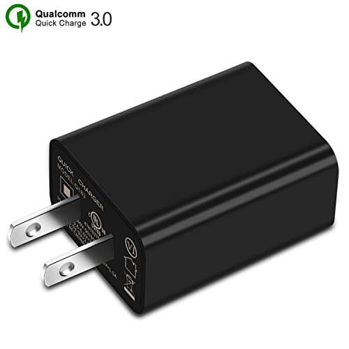 Quick Charger 3.0 USB Wall Charger 18W QC 3.0 Quick Charger Adapter for Samsung Galaxy S8 S8 Plus Note 8 S9 S9 Plus, Huawei P20/P20 Pro, LG G6 G5 V30 V20, Pixel 2, HTC U11 Nokia 8 Nexus 5x 6p (Black)