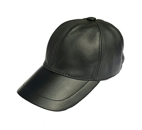 Genuine Leather Baseball Cap / Hat | Adjustable Velcro Closure | Handcrafted (Black)