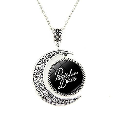 Charm Crescent Moon Panic! at The Disco Band Logo Pendant Necklace