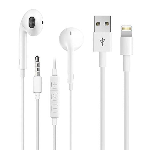 Premium In-Ear Headphone Built in Mic and Remote for iPhone iPod iPad and other 3.5mm jack devices with 6FT/2M iPhone Lightning to USB Cable
