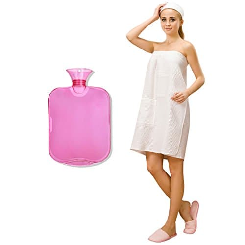 Classic Transparent Hot Water Bottle 1.8-2 quart Capacity 8" in width,AutumN See Through Hot Water Bag Come with Sweater Keep You from Burning,Never Leak,Odour Free (Wine red, Hot water bottle)