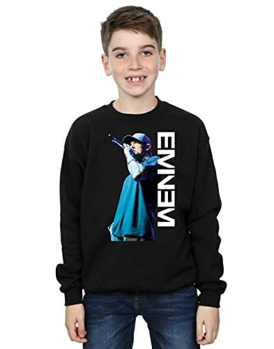 Eminem Boys Mic Pose Sweatshirt 9-11 Years Black