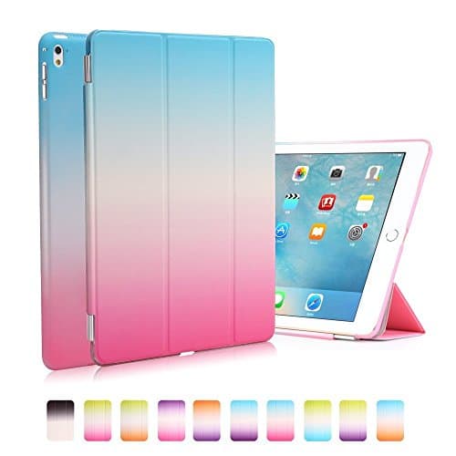 iPad Pro 9.7 Case – Segro Ultra Slim Detachable Stand Smart Case with Translucent Frosted Back Cover Supports Auto Wake / Sleep For iPad Pro 9.7 Inch 2016 Release Tablet, Rose/Blue